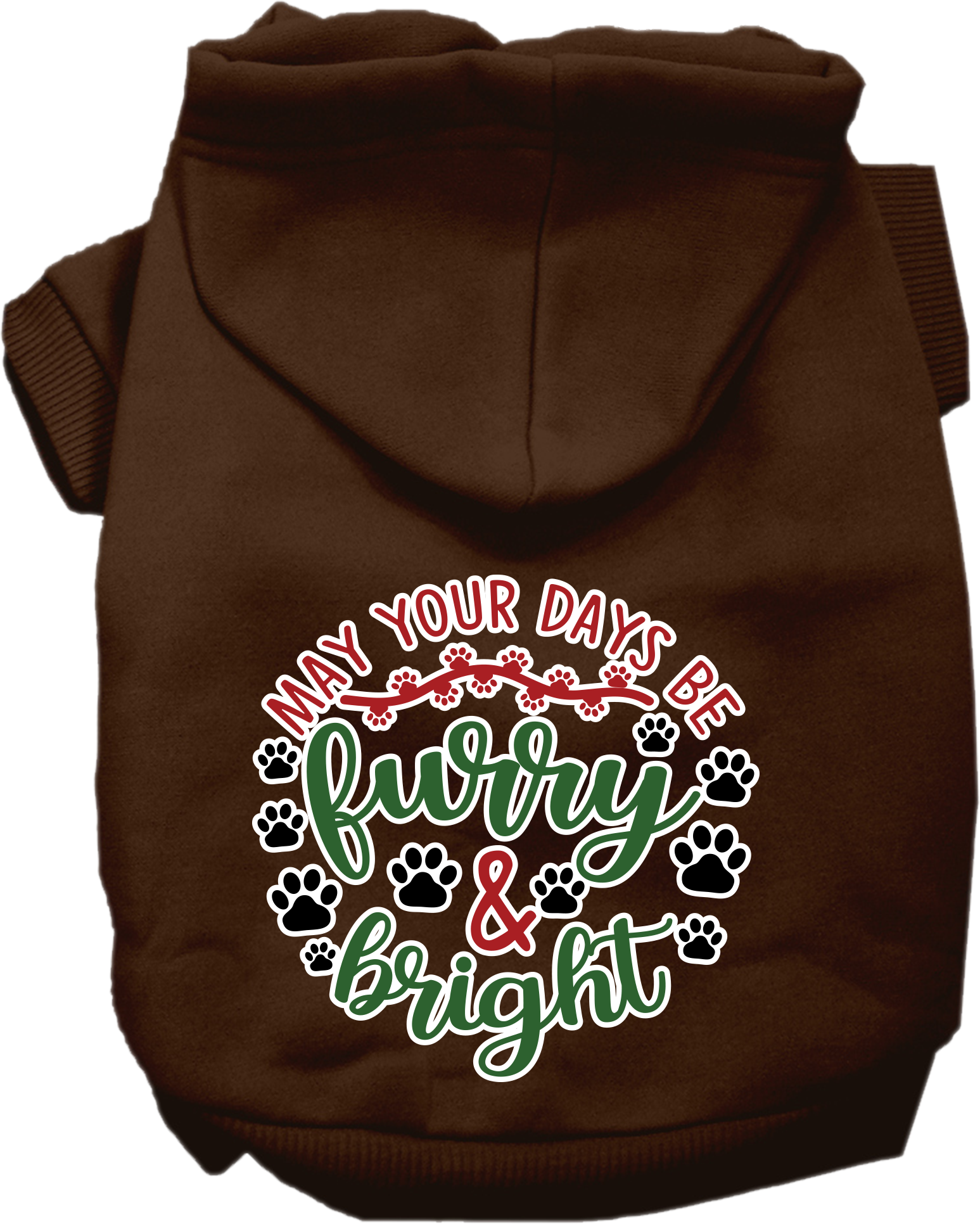 Furry and Bright Screen Print Dog Hoodie Brown Size XXL